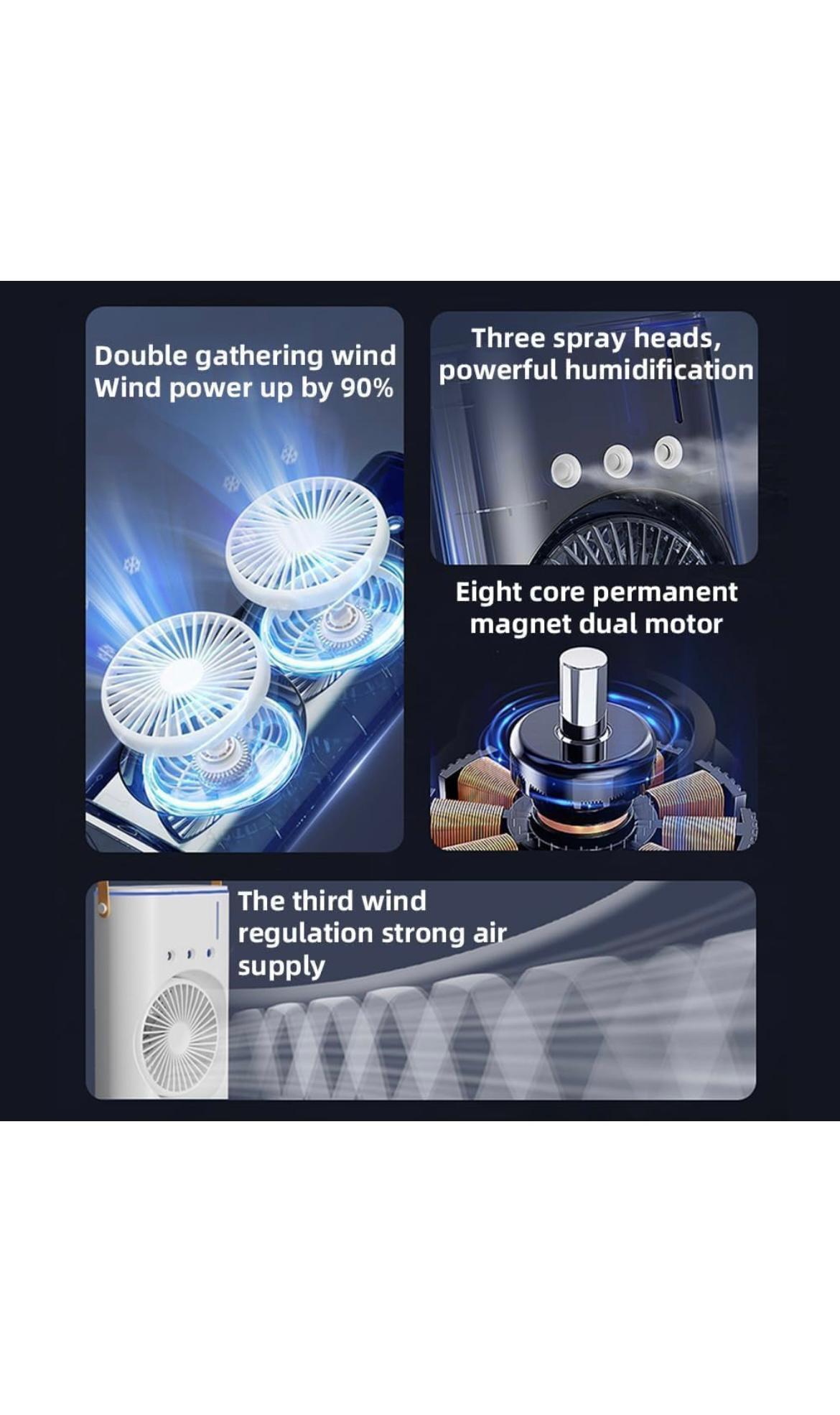 Buyerzone 280 ml Room/Personal Air Cooler  (Multicolor, Mini Air Cooler & Humidifier - Dual Spray Mist, 3 Gears, 2025 New Model)